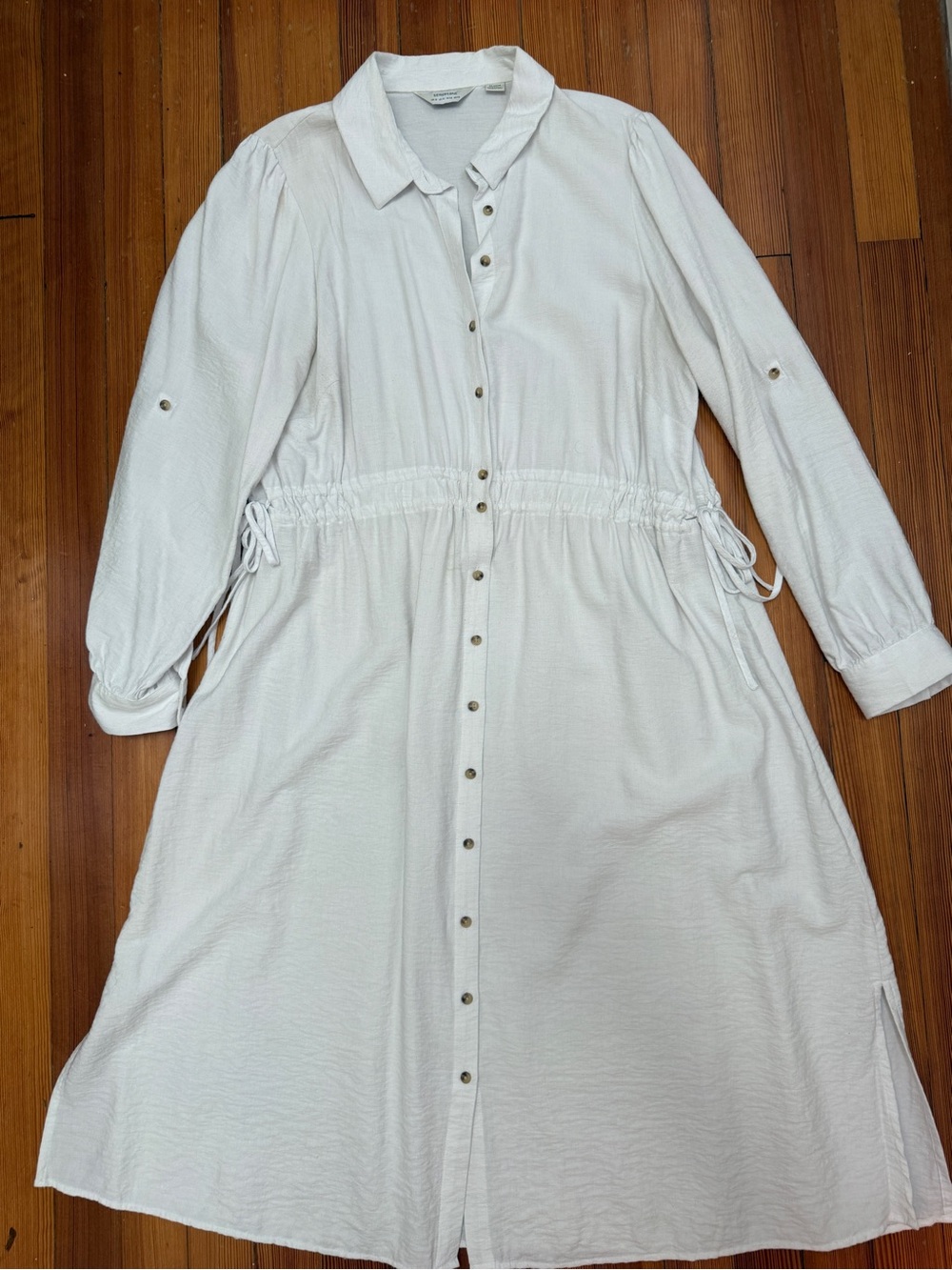 Seraphine Maternity and Nursing White Button-Front Drawstring Waist Shirt Dress